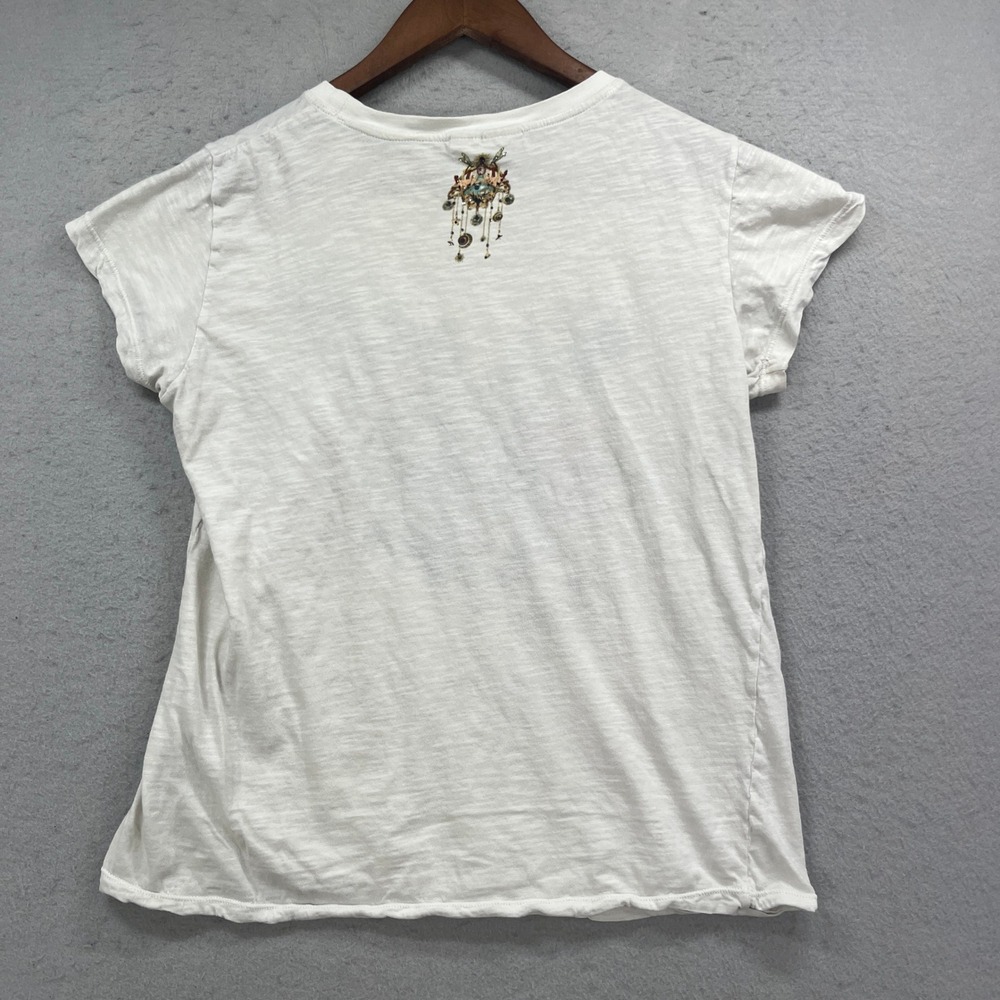 Camilla T-Shirt Womens White Tiger Graphic Rhinestone Embellished Slub Knit Tee - Picture 3 of 9